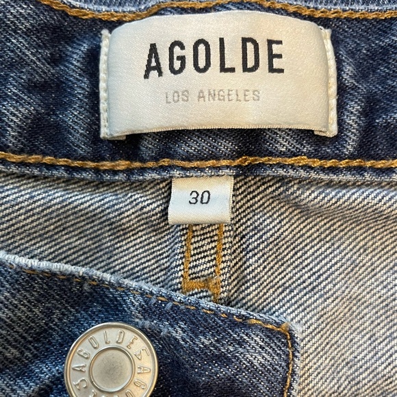 AGOLDE 90s Pinch Waist Straight Leg High Rise Medium Blue Denim Jeans Size 30 - Picture 8 of 12